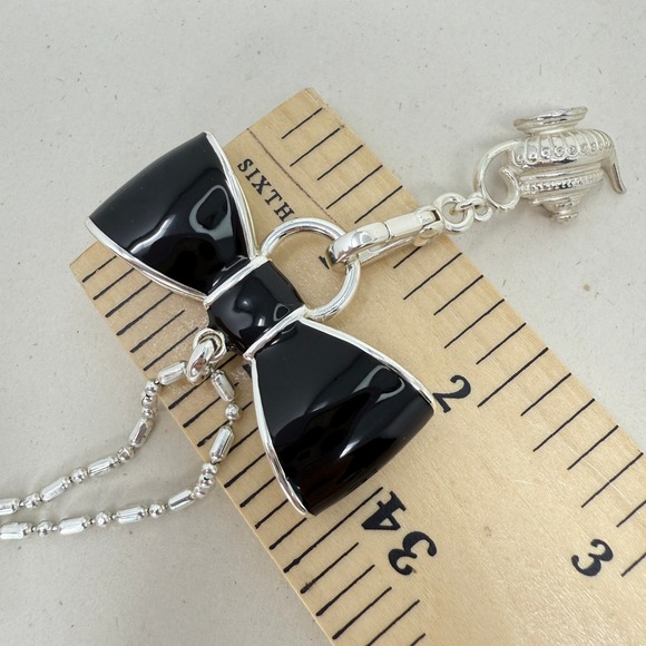 My Flat in London Necklace Enamel Windsor Black Bow Teapot Charm - Picture 8 of 10